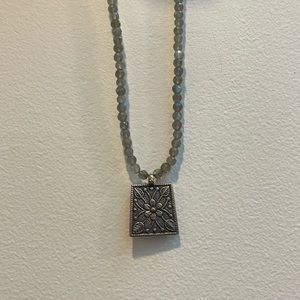 Sterling Silver, labradorite and iolite gemstone necklace, 14 3/4”- 16” length.